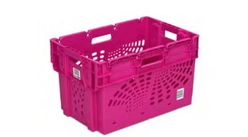 Pink, plastic tote for home shopping delivery