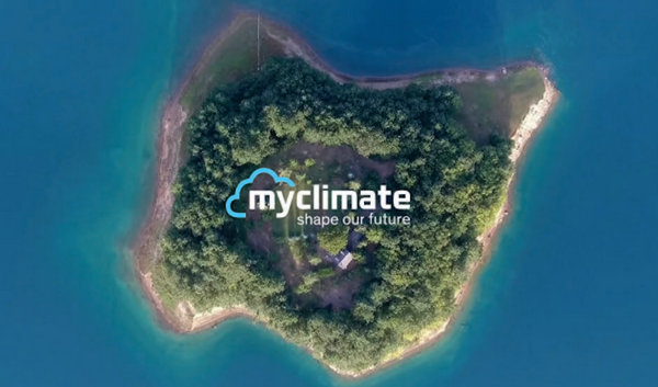 Green island with myclimate logo on it