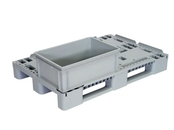 Plastic pallet UPAL-I with stackable container RAKO 