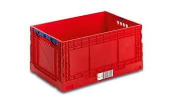 Red, plastic collapsible box