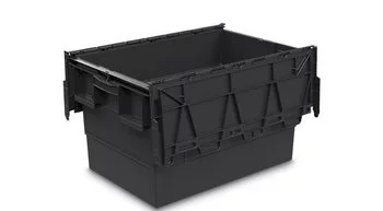 Black nestable box with lids for textiles industry