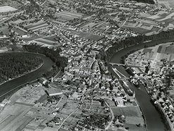 An old photo of Bremgarten, bird's view